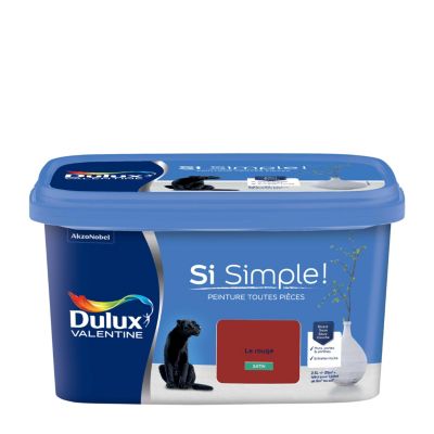 Peinture murs et boiseries rouge le rouge satin Dulux Valentine Si Simple ! 2.5 L