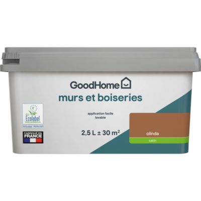 Peinture murs et boiseries rouge terracotta olinda satin GoodHome 2.5 L