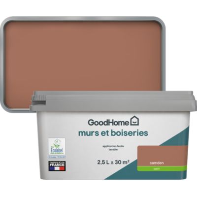 Peinture murs et boiseries rouge terracotta satin GoodHome 2.5 L