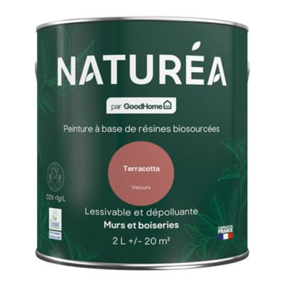 Peinture murs et boiseries terracotta velours GoodHome Naturéa 2 L