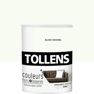 Peinture Murs Et Boiseries Tollens Blanc Naturel Satin 0,75L | Castorama