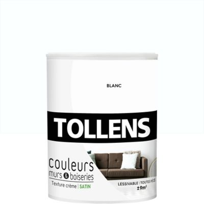 Peinture murs et boiseries Tollens blanc satin 0,75L