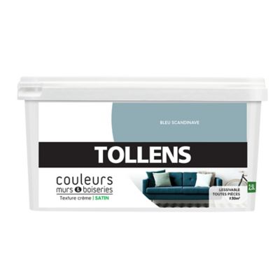 Peinture murs et boiseries Tollens bleu scandinave satin 2,5L