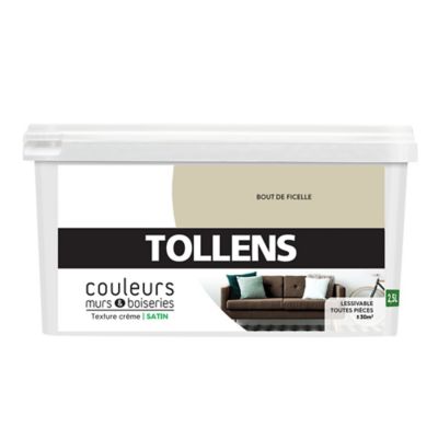 Peinture murs et boiseries Tollens bout de ficelle satin 2,5L