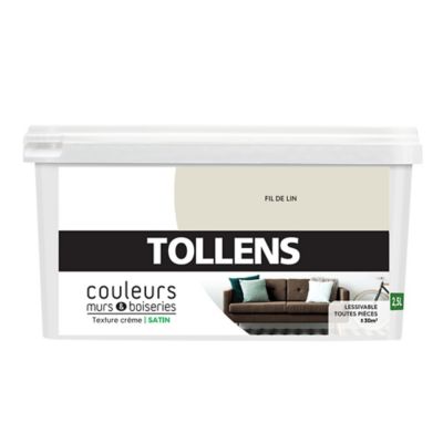 Peinture murs et boiseries Tollens fil de lin satin 2,5L