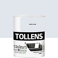 Peinture murs et boiseries Tollens gris clair satin 0,75L