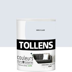 Peinture murs et boiseries Tollens gris clair satin 0,75L
