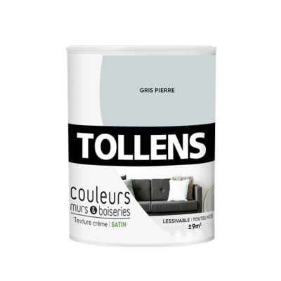 Peinture murs et boiseries Tollens gris pierre satin 0,75L