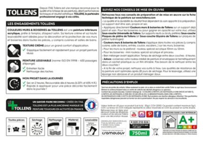 Peinture murs et boiseries Tollens gris pierre satin 0,75L