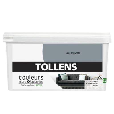 Peinture murs et boiseries Tollens gris tonnerre satin 2,5L