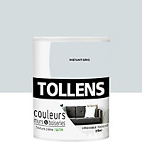 Peinture murs et boiseries Tollens instant gris satin 0,75L