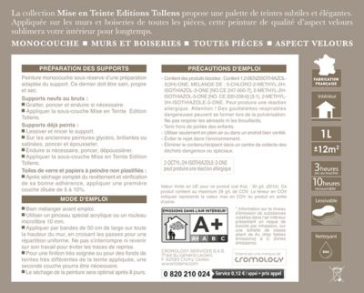 Peinture murs et boiseries Tollens Mise en teinte grenat mat velours 1L