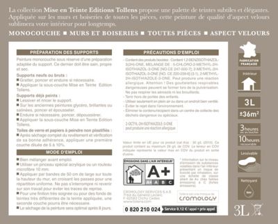 Peinture murs et boiseries Tollens Mise en teinte grenat mat velours 3L