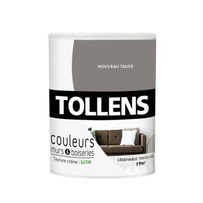 Peinture murs et boiseries Tollens nouveau taupe satin 0,75L