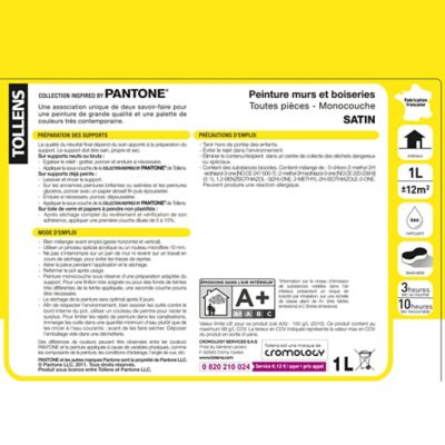 Peinture murs et boiseries Tollens Pantone 12-0752 buttercup satin 1L