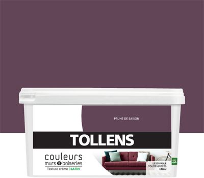 Peinture murs et boiseries Tollens prune de saison satin 2,5L