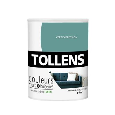 Peinture murs et boiseries Tollens vert expression satin 0,75L