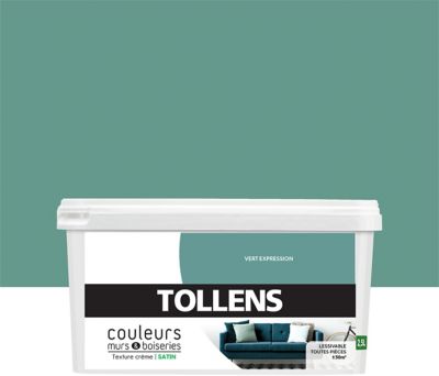 Peinture murs et boiseries Tollens vert expression satin 2,5L