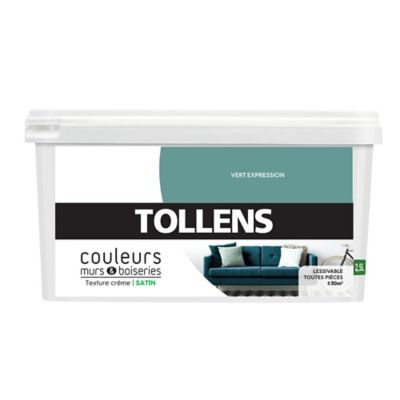 Peinture murs et boiseries Tollens vert expression satin 2,5L