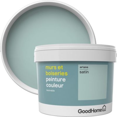 Peinture murs et boiseries vert artane satin GoodHome 2.5 L