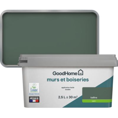 Peinture murs et boiseries vert ballina satin GoodHome 2.5 L