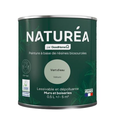 Peinture murs et boiseries vert d'eau velours GoodHome Naturéa 0.5 L