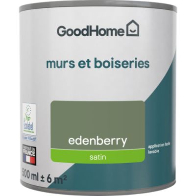 Peinture murs et boiseries vert edenberry satin GoodHome 0.5 L