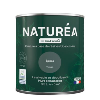 Peinture murs et boiseries vert épicéa velours GoodHome Naturéa 0.5 L