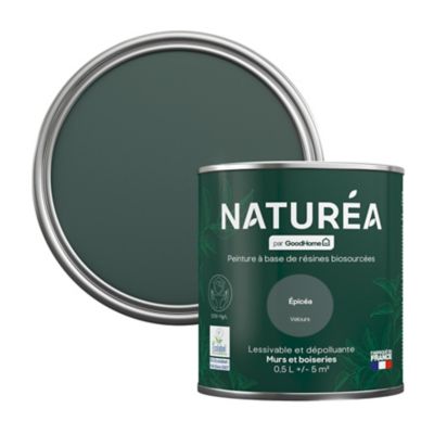 Peinture murs et boiseries vert épicéa velours GoodHome Naturéa 0.5 L