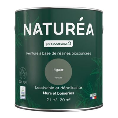 Peinture murs et boiseries vert figuier velours GoodHome Naturéa 2 L