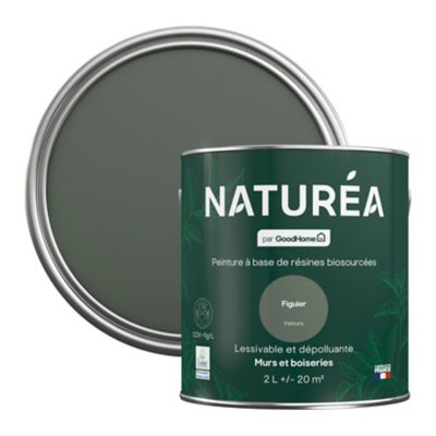 Peinture murs et boiseries vert figuier velours GoodHome Naturéa 2 L