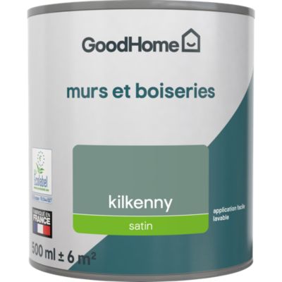 Peinture murs et boiseries vert kilkenny satin GoodHome 0.5 L