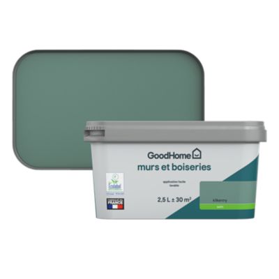 Peinture murs et boiseries vert kilkenny satin GoodHome 2.5 L