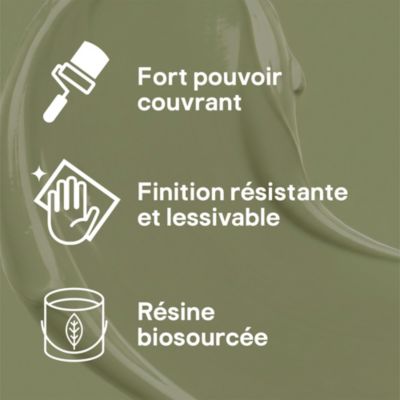 Peinture murs et boiseries vert olive velours GoodHome Naturéa 2 L
