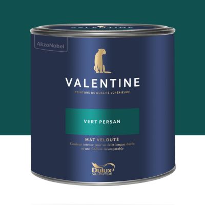Peinture murs et boiseries vert persan Dulux Valentine Mat Velouté 2 L