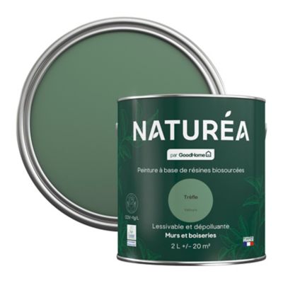 Peinture murs et boiseries vert trèfle velours GoodHome Naturéa 2 L
