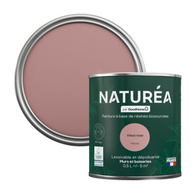 Peinture murs et boiseries vieux rose velours GoodHome Naturéa 0.5 L