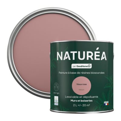 Peinture murs et boiseries vieux rose velours GoodHome Naturéa 2 L