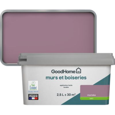Peinture murs et boiseries violet morioka satin GoodHome 2.5 L