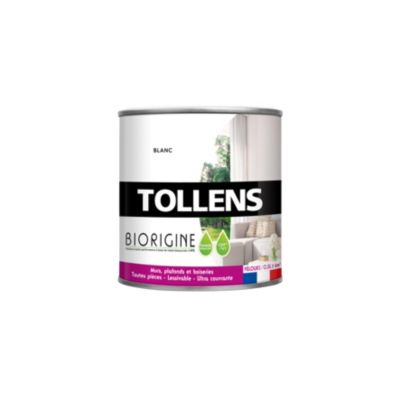 Peinture murs et plafonds Biorigine Tollens velours blanc 0,5L