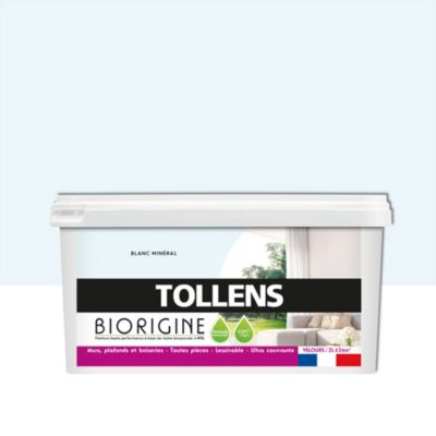 Peinture murs et plafonds Biorigine Tollens velours blanc minéral 2L