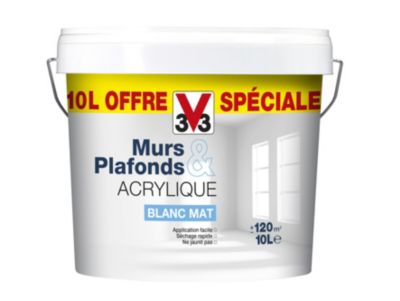 Peinture murs et plafonds blanc mat 10L V33