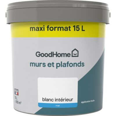 Peinture murs et plafonds blanc mat 15L GoodHome