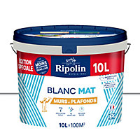 Peinture murs et plafonds blanc mat Ripolin édition spéciale 10L
