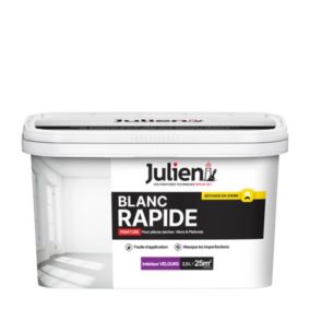 Peinture murs et plafonds blanc rapide Julien blanc velours 2,5L