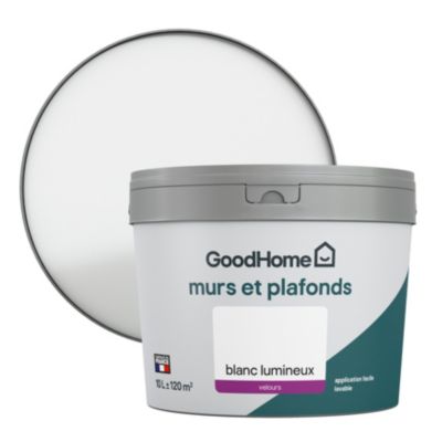 Peinture murs et plafonds blanc velours 10 L GoodHome