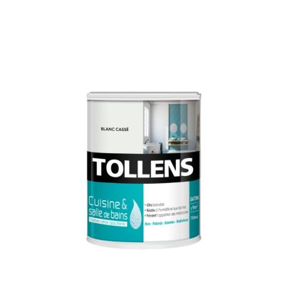 Peinture murs et plafonds Cuisine et bains blanc satin Tollens 0,75 L