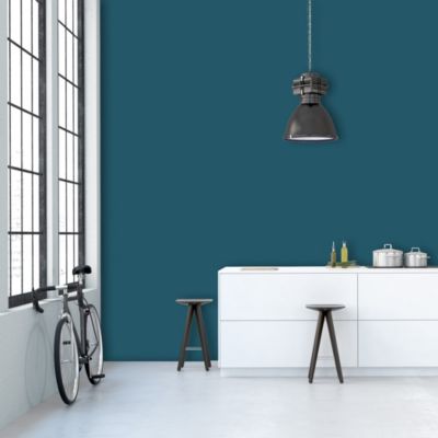 Peinture murs et plafonds cuisine et bains bleu paon satin Tollens 2 L