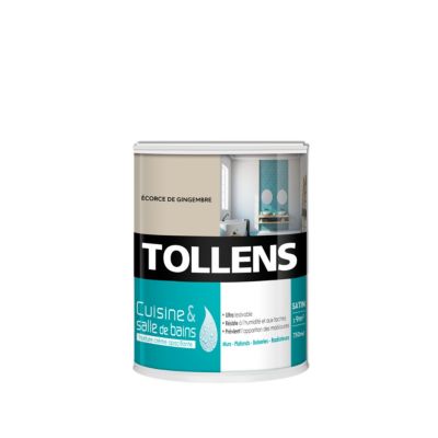 Peinture murs et plafonds Cuisine et bains satin écorce de gingembre Tollens 0,75 L