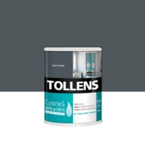 Peinture murs et plafonds Cuisine et bains satin gris titane Tollens 0,75 L